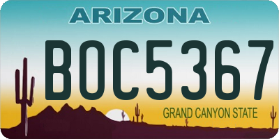 AZ license plate BOC5367