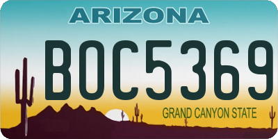 AZ license plate BOC5369