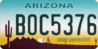 AZ license plate BOC5376