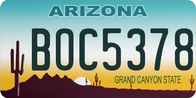 AZ license plate BOC5378
