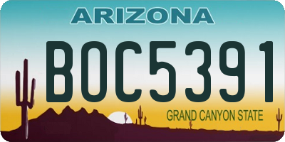 AZ license plate BOC5391