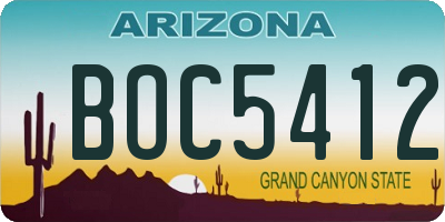 AZ license plate BOC5412