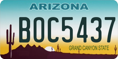 AZ license plate BOC5437