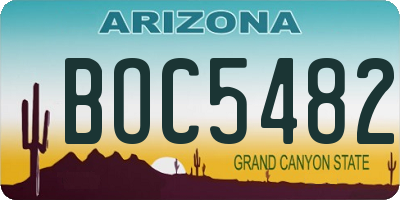 AZ license plate BOC5482