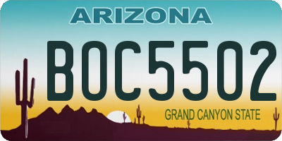 AZ license plate BOC5502