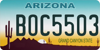 AZ license plate BOC5503