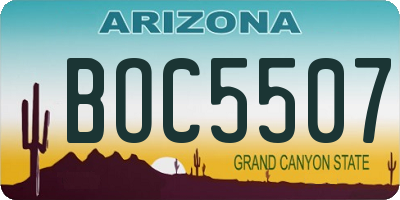 AZ license plate BOC5507