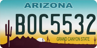 AZ license plate BOC5532