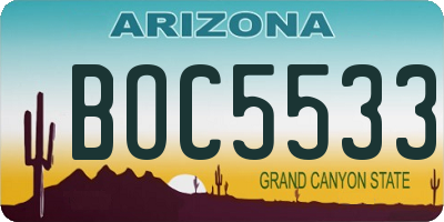AZ license plate BOC5533
