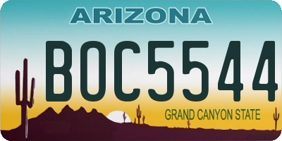 AZ license plate BOC5544