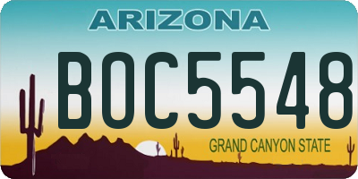 AZ license plate BOC5548