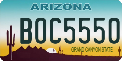 AZ license plate BOC5550