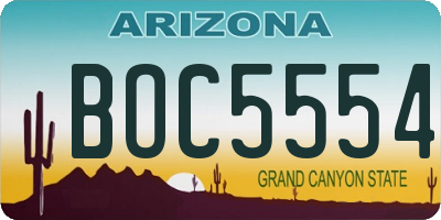 AZ license plate BOC5554