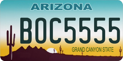 AZ license plate BOC5555