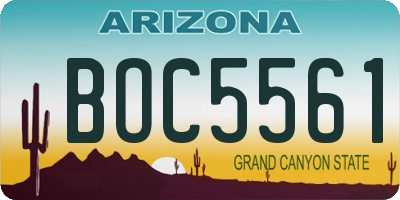 AZ license plate BOC5561