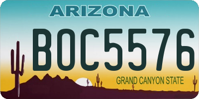 AZ license plate BOC5576