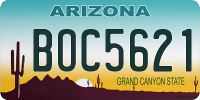 AZ license plate BOC5621