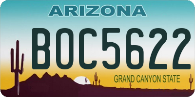 AZ license plate BOC5622