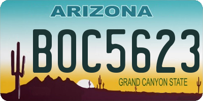 AZ license plate BOC5623