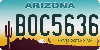 AZ license plate BOC5636