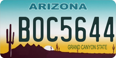 AZ license plate BOC5644