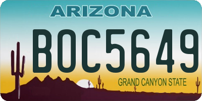 AZ license plate BOC5649