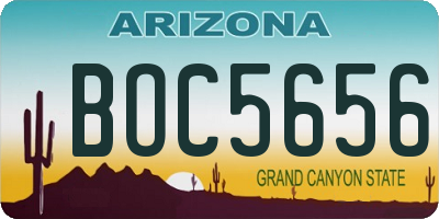 AZ license plate BOC5656