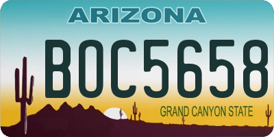 AZ license plate BOC5658