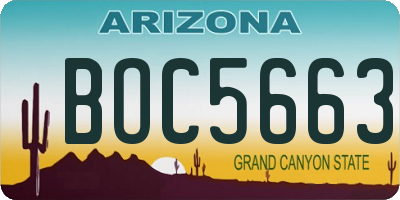 AZ license plate BOC5663