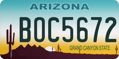 AZ license plate BOC5672