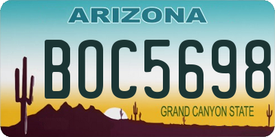 AZ license plate BOC5698