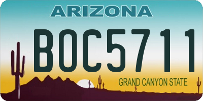 AZ license plate BOC5711