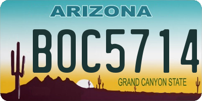 AZ license plate BOC5714