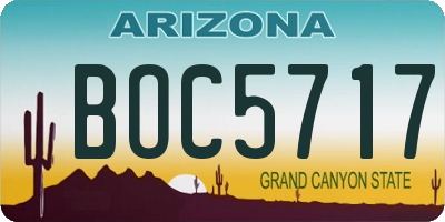 AZ license plate BOC5717