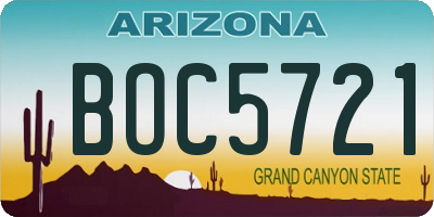 AZ license plate BOC5721