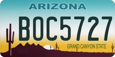 AZ license plate BOC5727