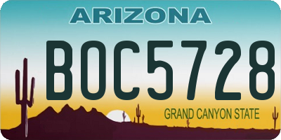 AZ license plate BOC5728