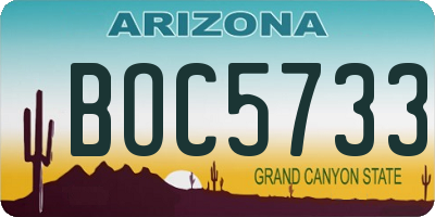 AZ license plate BOC5733