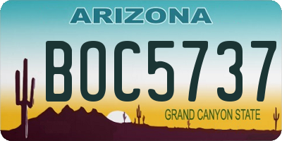 AZ license plate BOC5737