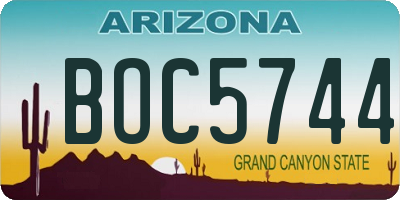 AZ license plate BOC5744