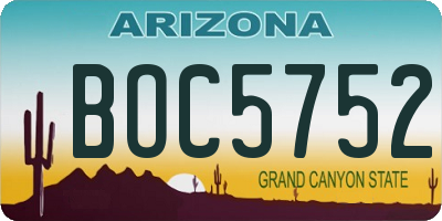 AZ license plate BOC5752