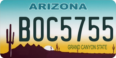 AZ license plate BOC5755