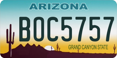 AZ license plate BOC5757
