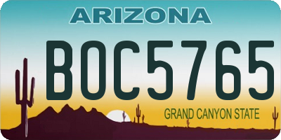 AZ license plate BOC5765