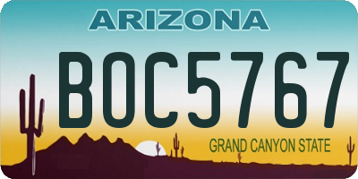 AZ license plate BOC5767
