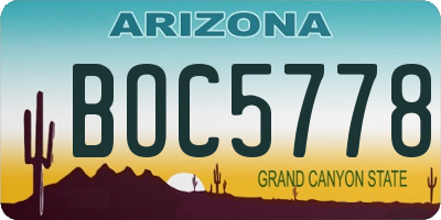AZ license plate BOC5778