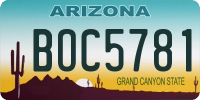 AZ license plate BOC5781