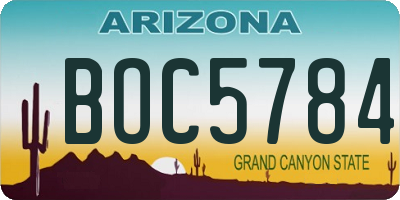 AZ license plate BOC5784