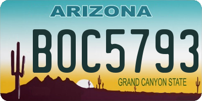 AZ license plate BOC5793