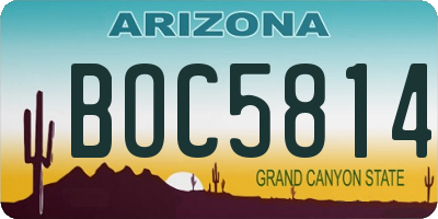 AZ license plate BOC5814